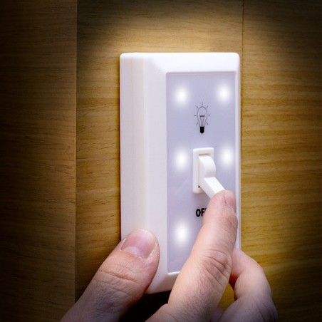Lampe LED à piles avec interrupteur et fixation adhésive - Noir