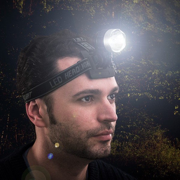 Lampe torche LED pour tête ou casque avec sangles élastiques